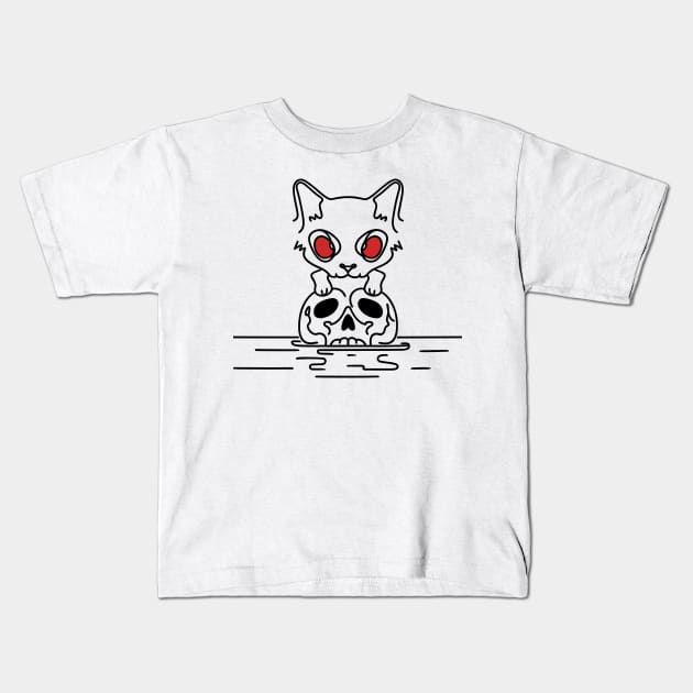 Cat Skull Kids T-Shirt by TEENOVO 